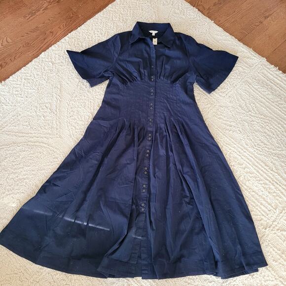 NWT Stretch-Cotton Poplin Pintuck Long-Midi Shirt Dress Banana Republic - Picture 4 of 7